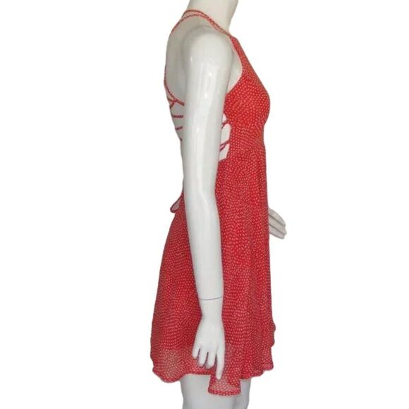 LULU'S Good Deeds Dress, XS, Red/White Polka dots, Strappy open back, Mini - Picture 5 of 14